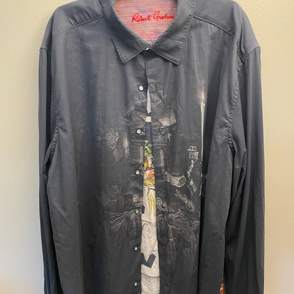 Robert Graham Black Graphic Shirt